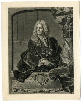 Rare-Antique Master Print-LOUIS DE BOULLONGNE-PORTRAIT-Lepicie-Rigaud-1736