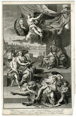 Antique Print-TITLE-DE LARREY-LONDON-QUEEN-ALLEGORY-van der Gouwen-Picart-1713