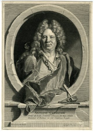 Rare-Antique Master Print-COYZEVOX-PORTRAIT-Audran-Rigaud-1708