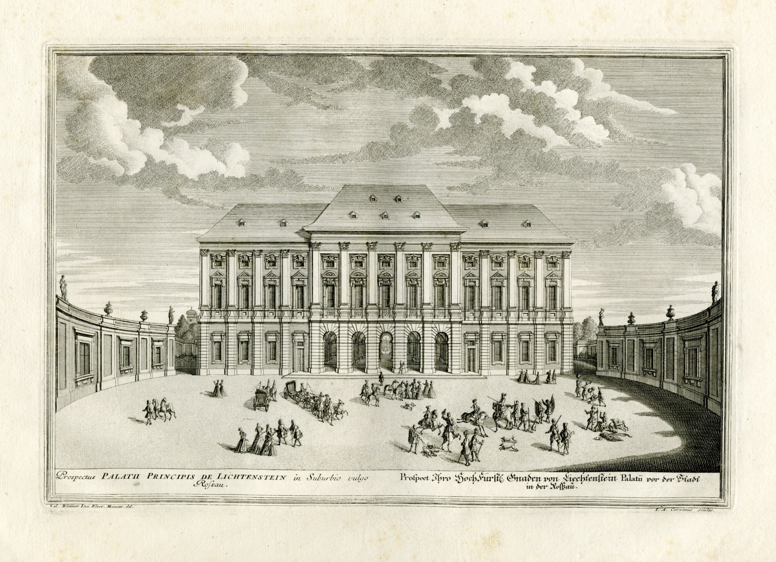 , Antique Master Print-LIECHTENSTEIN-GARDEN PALACE-VIENNA-Corvinus-Kleiner-1725, Pictura Antique Prints