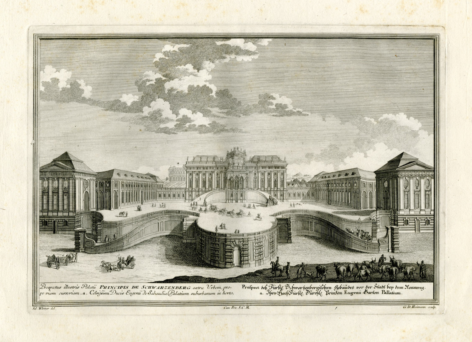 , Antique Master Print-SCHWARZENBERG-PALACE-VIENNA-Heumann-Kleiner-1725, Pictura Antique Prints