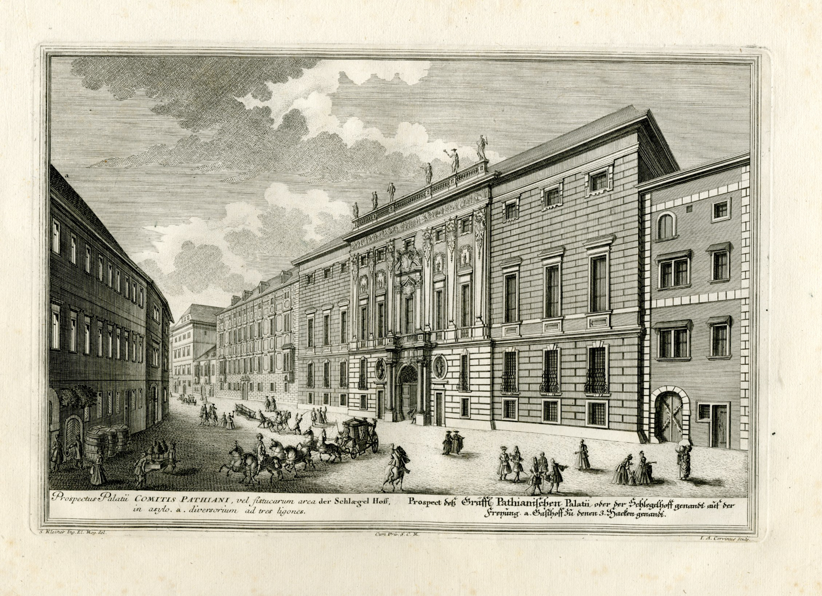 , Antique Master Print-PALACE-BATTHYANY-VIENNA-Corvinus-Kleiner-1725, Pictura Antique Prints