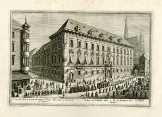 Antique Master Print-ARCHBISHOP-PALACE-STEPHANSDOM-VIENNA-Corvinus-Kleiner-1725