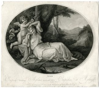Antique Master Print-CUPID-BINDING-AGLAIA-Challiou-Kauffman-c.1780