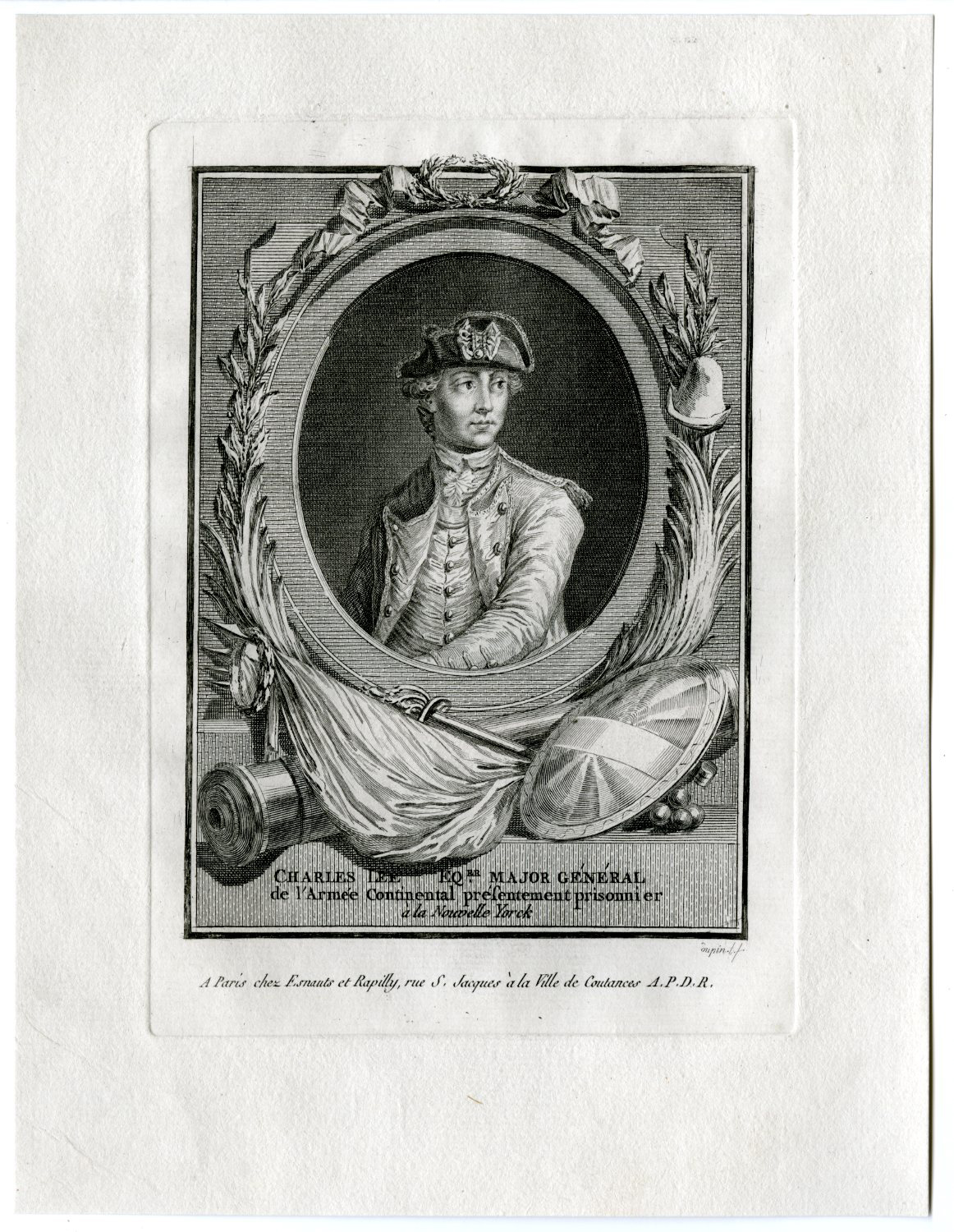 , Rare-Antique Print-CHARLES-LEE-MAJOR-GENERAL-AMERICAN-REVOLUTION-Dupin-1775-1781, Pictura Antique Prints