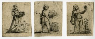 3-Antique Prints-DUTCH-SEASONS-SILVER-DESIGN-CARTOUCHES-Anonymous-c.1700-1720