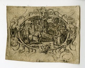 Antique Master Print-ADORATION-SHEPHERDS-SILVER DESIGN-Anonymous-c.1700-1720