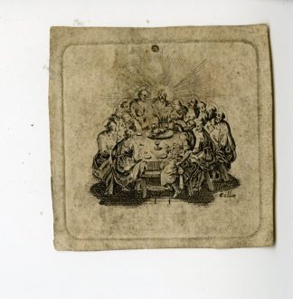 Antique Master Print-LAST-SUPPER-SIGNED-SILVER-DESIGN-Callot-c.1700-1720