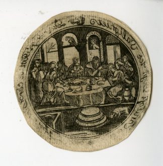 Antique Print-DUTCH-LAST-SUPPER-MEDALLION-SILVER DESIGN-Anonymous-c.1700-1720