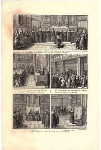 Antique Print-LUTHERAN CUSTOMS-RELIGION-MINISTER-CATECHISM-Picart-Heckel-1720