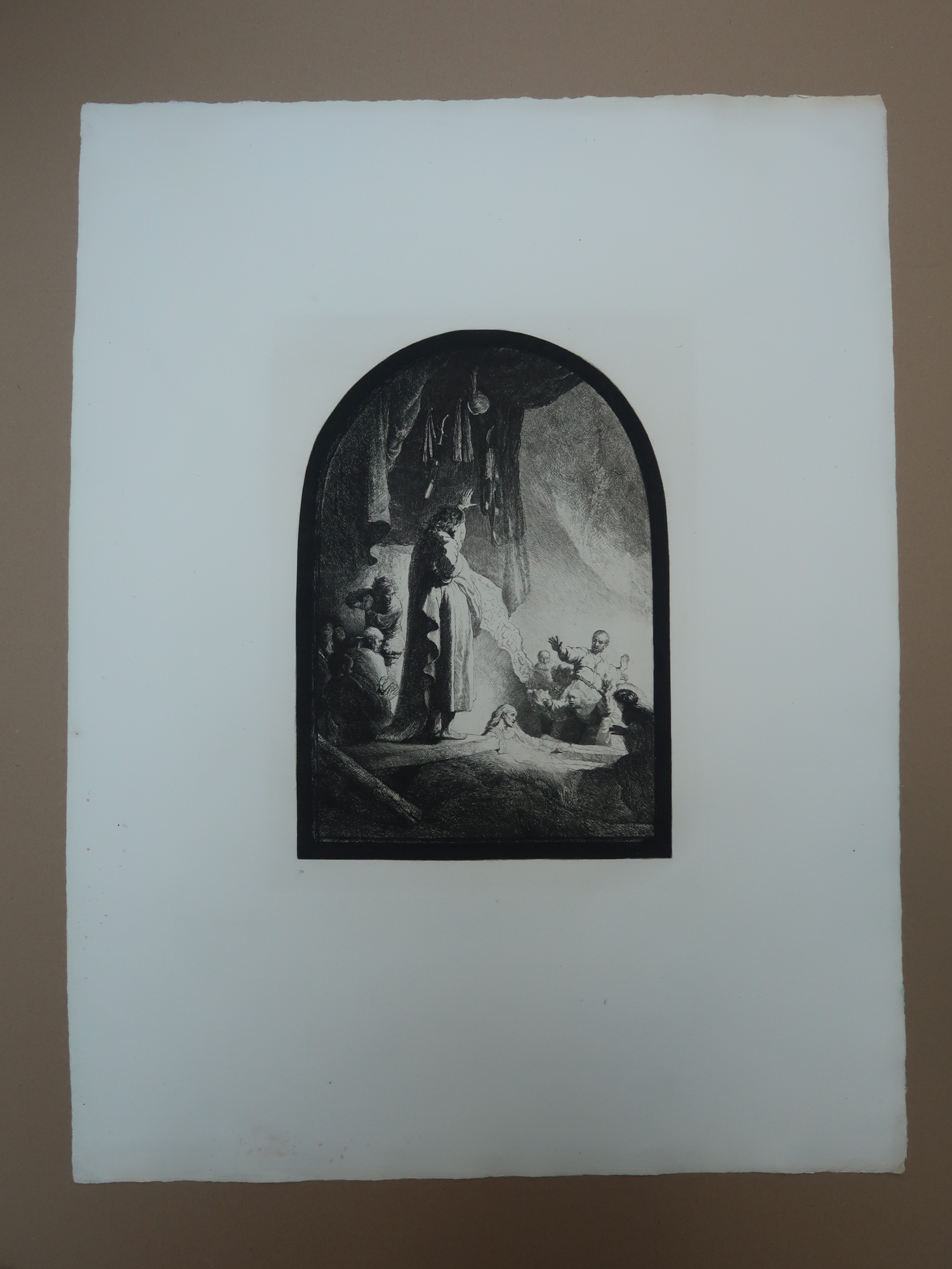 , Antique Master Print-RESURRECTION-LAZARUS-HELIOGRAVURE-Charreyre-Rembrandt-1883, Pictura Antique Prints
