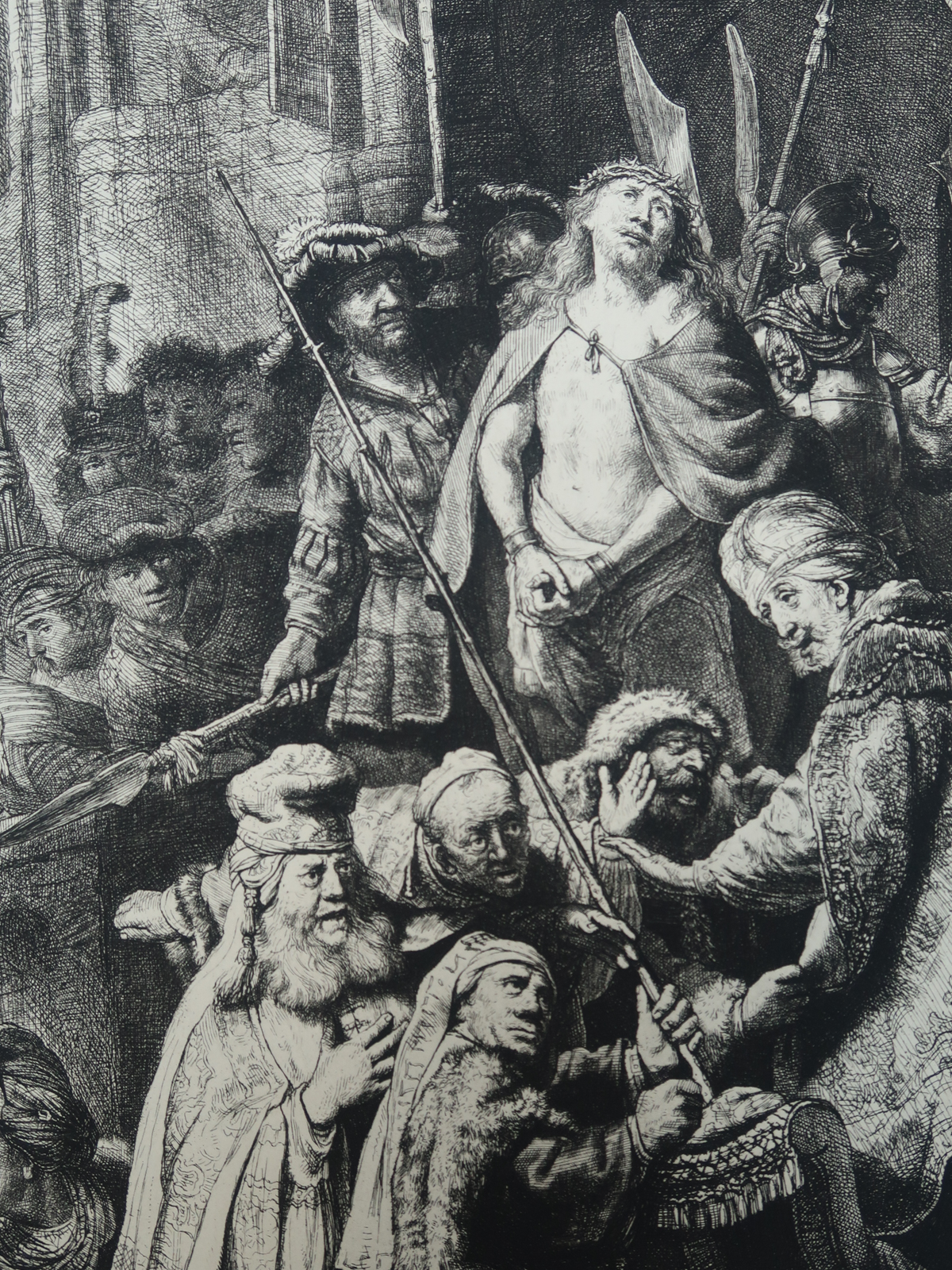 , Antique Master Print-CHRIST-BEFORE-PILATE-HELIOGRAVURE-Charreyre-Rembrandt-1883, Pictura Antique Prints