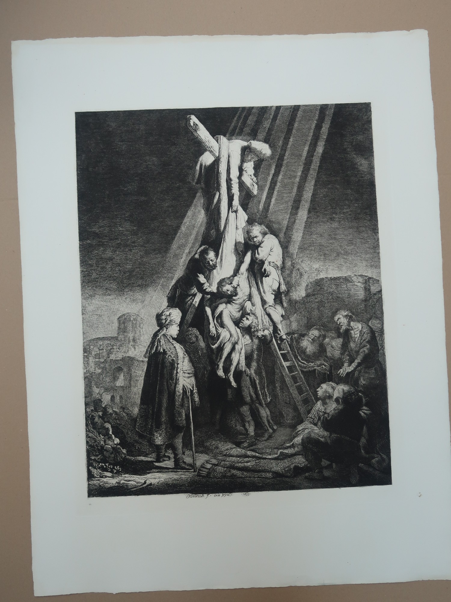 , Antique Master Print-DESCENT-FROM-CROSS-HELIOGRAVURE-Charreyre-Rembrandt-1883, Pictura Antique Prints