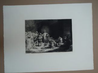 Antique Master Print-CHRIST-HEALING-SICK-HELIOGRAVURE-Charreyre-Rembrandt-1883