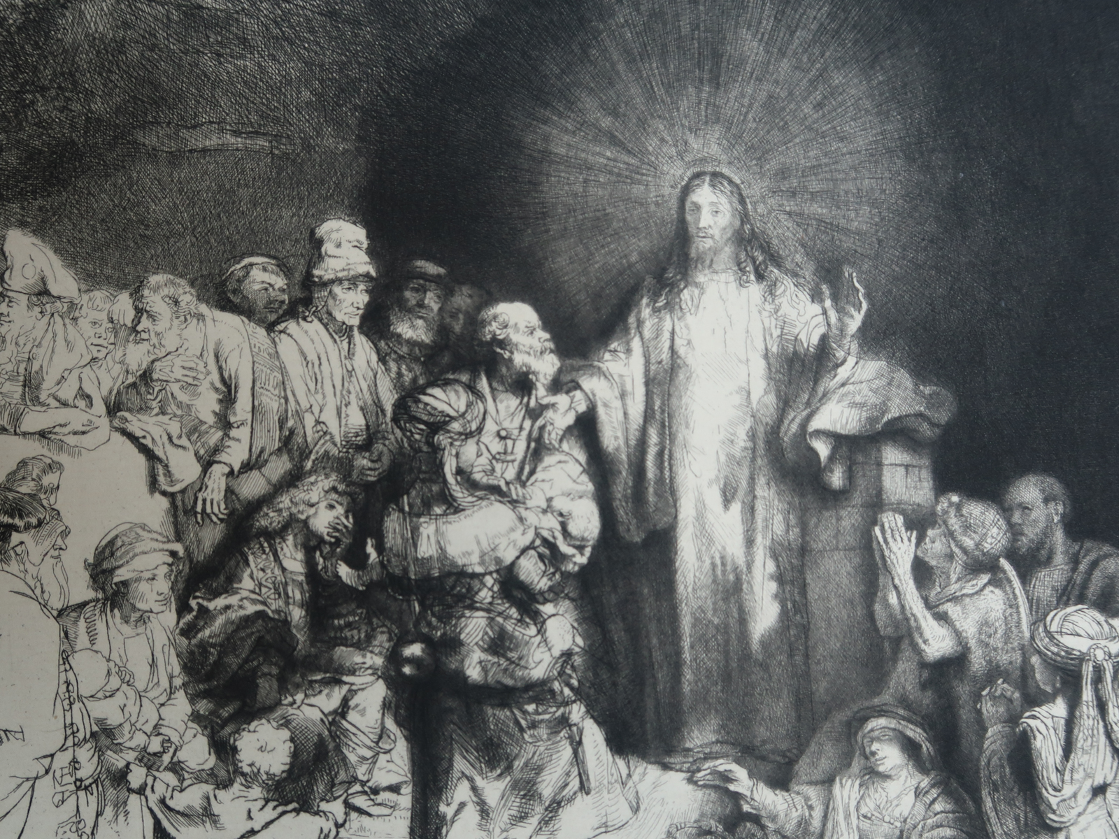 , Antique Master Print-CHRIST-HEALING-SICK-HELIOGRAVURE-Charreyre-Rembrandt-1883, Pictura Antique Prints