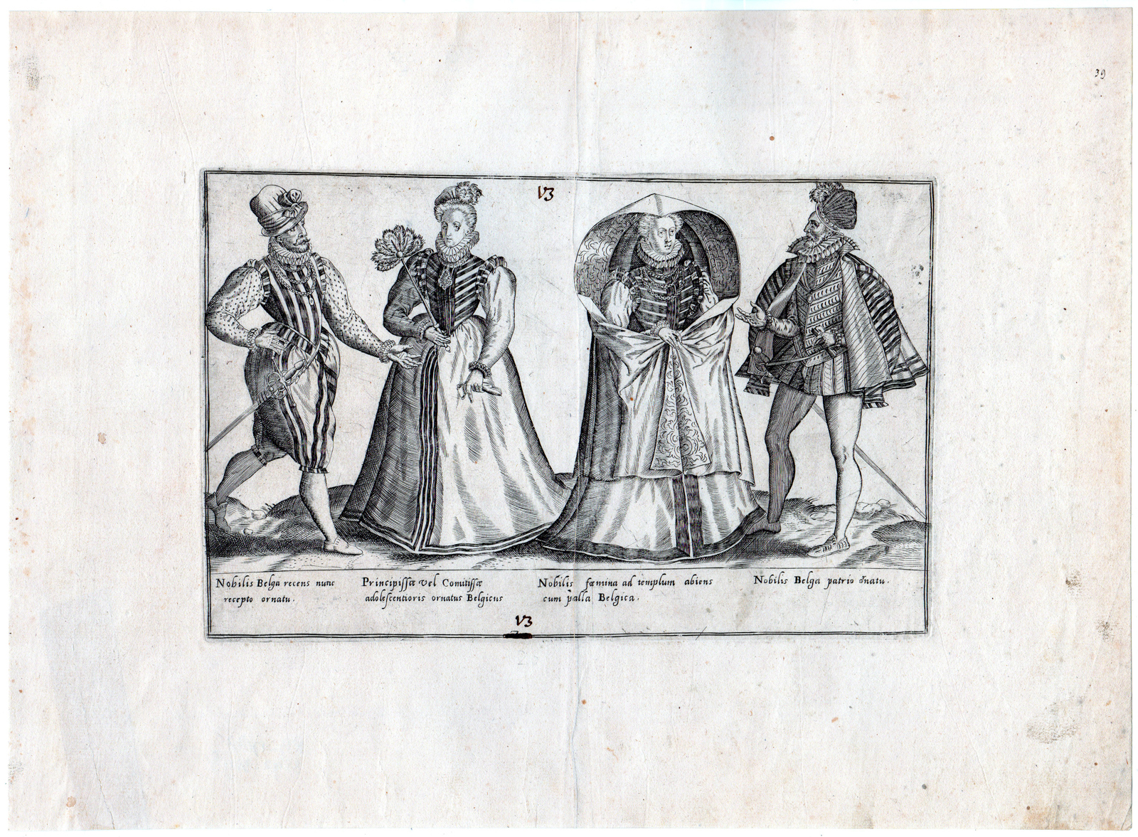 , Antique Master Print-COSTUMES-NETHERLANDS-RENAISSANCE-MEN-WOMEN-de Bruyn -1580, Pictura Antique Prints