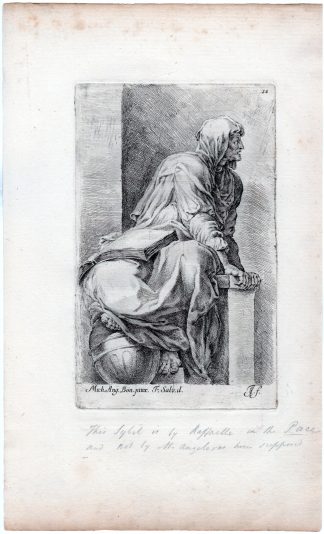 Antique Master Print-GREEK-SYBIL-PROPHETESSE-ORACLE-BOOK-KNOWLEDGE-Bisschop-Michelangelo -1671