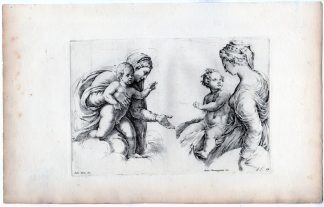 Antique Master Print-RELIGION-BIBLE-MARY WITH CHILD-Bisschop-Michelangelo -1671