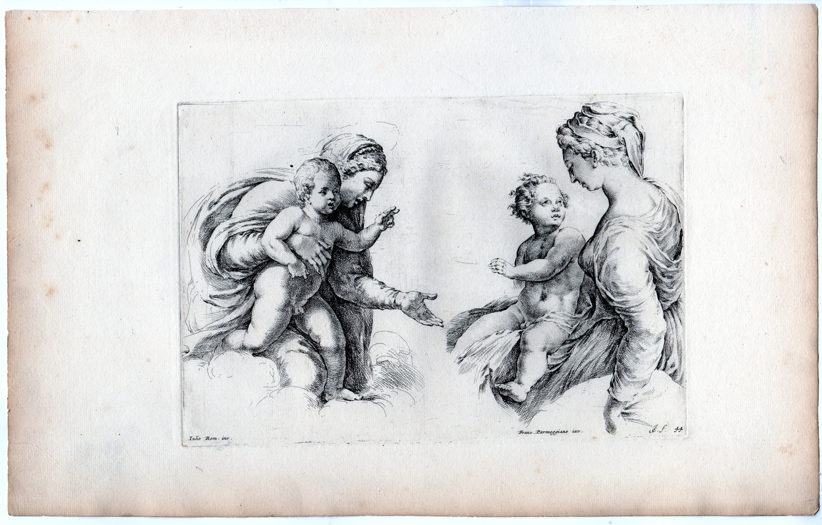 , Antique Master Print-RELIGION-BIBLE-MARY WITH CHILD-Bisschop-Michelangelo -1671, Pictura Antique Prints
