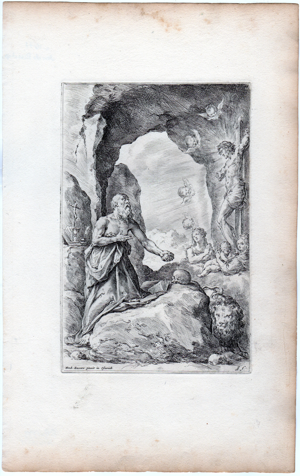 RB 3614 416x660 Antique Master Print-ST JEROME-HIERONYMUS-HOURGLASS-Bisschop-Michelangelo -1671