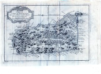 Antique Map-SAINT LUCIA-ISLAND-CARRIBEAN-WINDWARD ISLAND-Bellin-Prevost-1758