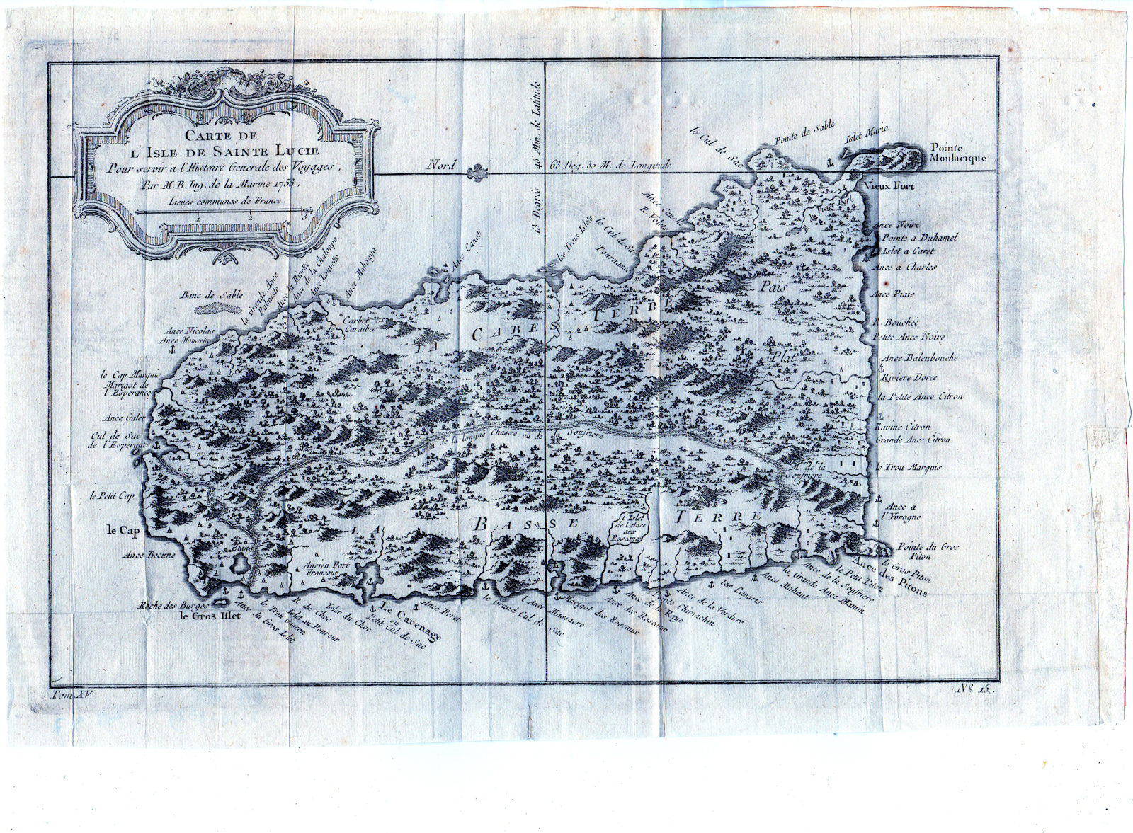 , Antique Map-SAINT LUCIA-ISLAND-CARRIBEAN-WINDWARD ISLAND-Bellin-Prevost-1758, Pictura Antique Prints