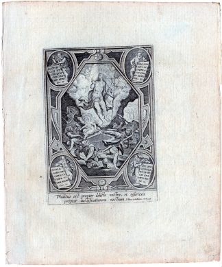 Antique Print-RESURRECTION-CHRIST-TOMB-BIBLE-CHERUBS-Barbe -de Vos.-1750