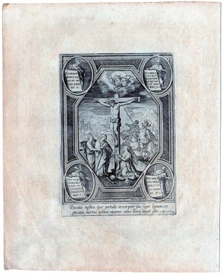 Antique Print-CRUCIFICTION-CHRIST-JOHN-MARY OF MAGDELENE-Barbe -de Vos.-1750
