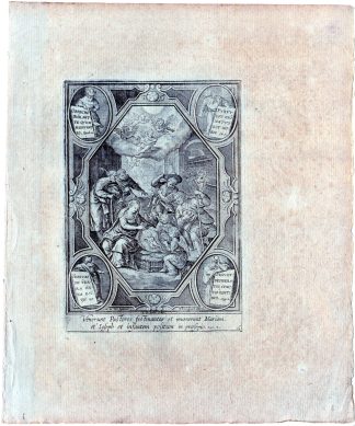 Antique Print-SHEPARDS-CHRIST-MARY-SINGING ANGELS-ADORATION-Barbe -de Vos.-1750