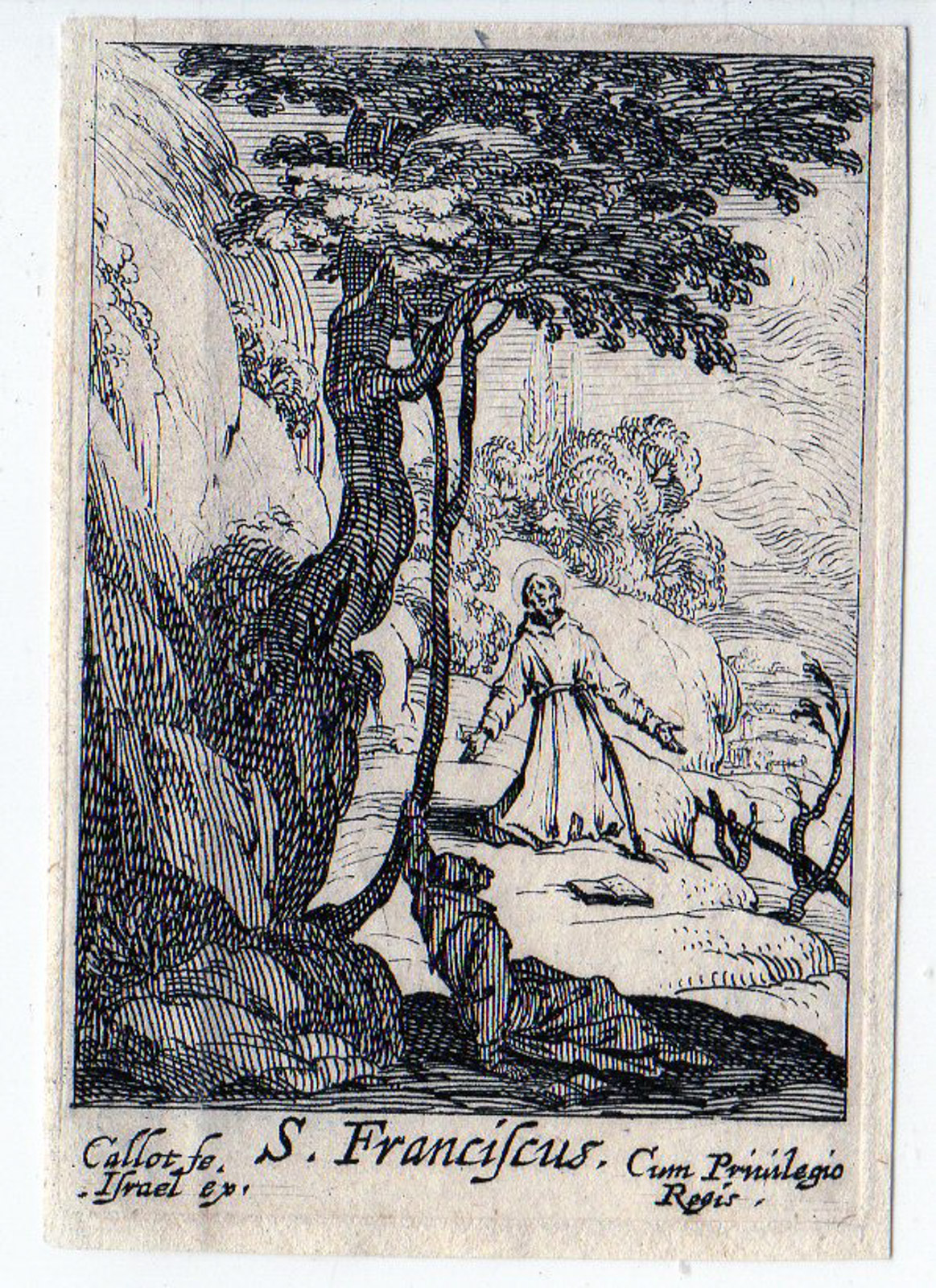 , Antique Print-SAINT FRANCIS-HOLY-RELIGION-ANIMALS-PENITENTS-Callot-1632, Pictura Antique Prints