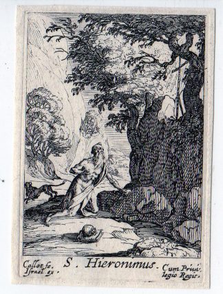 Antique Print-SAINT JEROME-HOLY-RELIGION-PENITENTS-BIBLE-Callot-1632