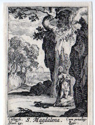 Antique Master Print-SAINT MARY MAGDALEN-HOLY-RELIGION-PENITENTS-Callot-1632
