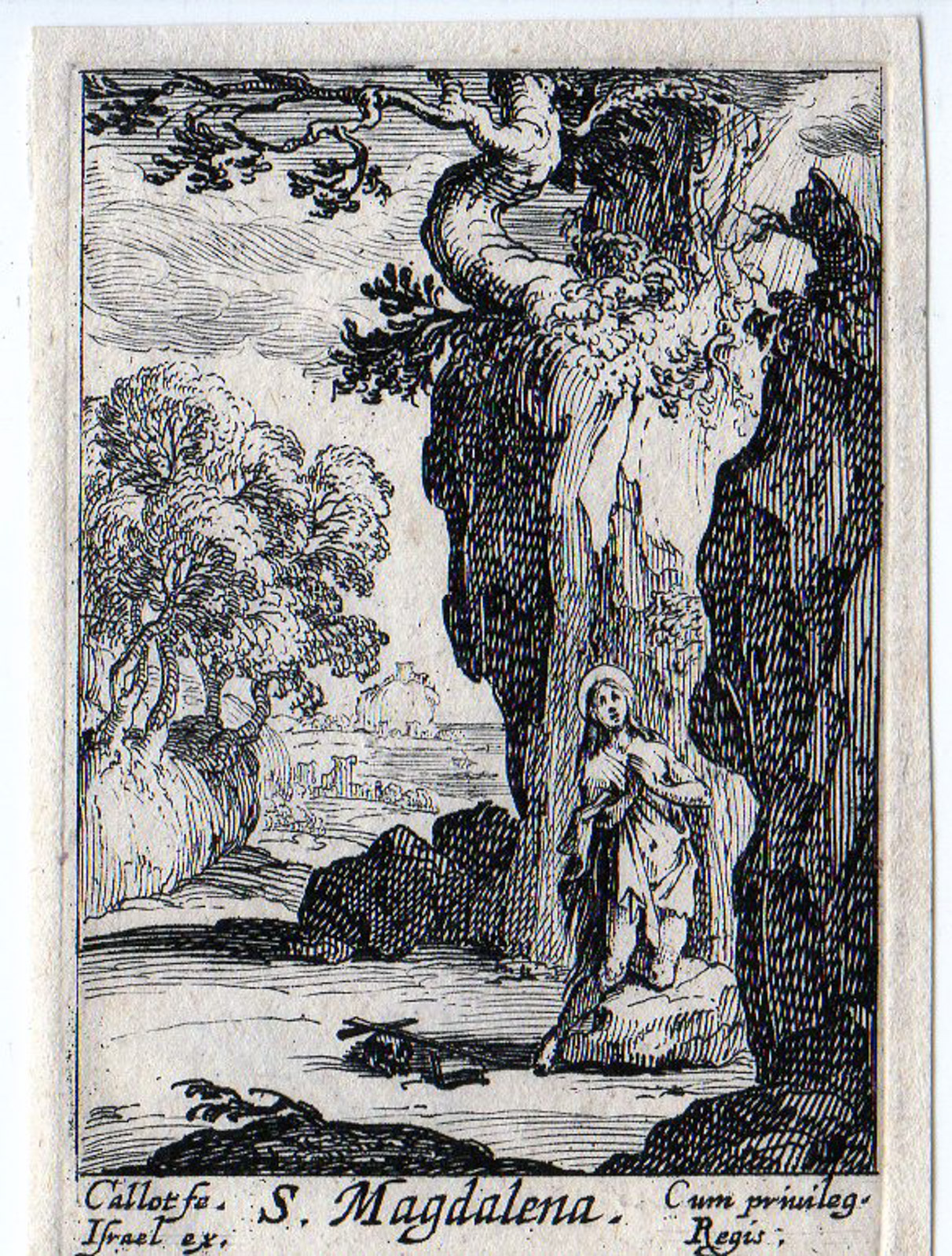, Antique Master Print-SAINT MARY MAGDALEN-HOLY-RELIGION-PENITENTS-Callot-1632, Pictura Antique Prints