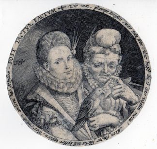 Rare-Antique Master Print-SENSES-FEELING-WOMEN-FALCON-MORALITY-van de Passe-1590