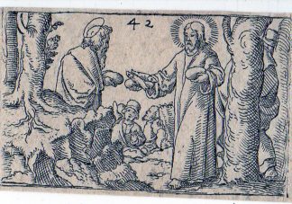 Antique Print-JESUS-MIRACULOUS FEEDING-5 LOAFS AND 2 FISHES-Anonymous-1600