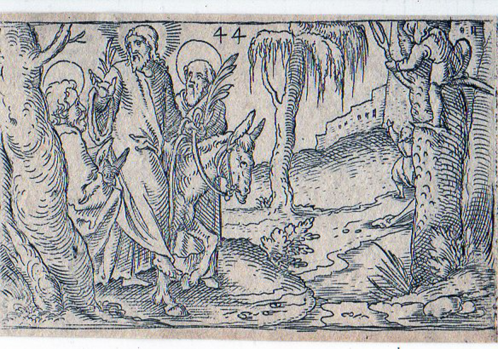 , Antique Print-BIBLE-RELIGION-JESUS-ENTRY IN JERUSALEM-MAN IN TREE-Anonymous-1600, Pictura Antique Prints