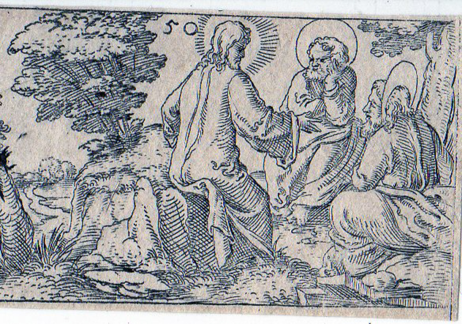 , Antique Print-JESUS-GLORIFICATION ON MOUNTAIN-MOSES-ELIA-Anonymous-1600, Pictura Antique Prints