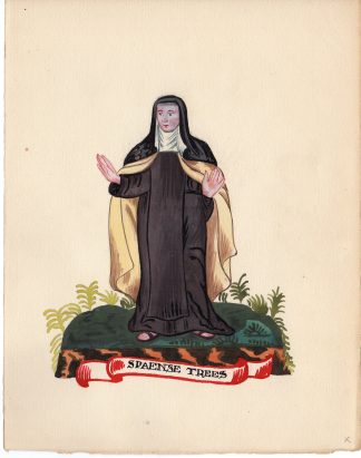 Antique Drawing-RELIGIOUS ORDER-NUN-SPANISH-Anonymous-c.1920