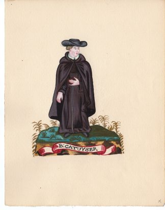 Antique Drawing-RELIGIOUS ORDER- CARTHUSIAN MONK-SAINT BRUNO-Anonymous-c.1920