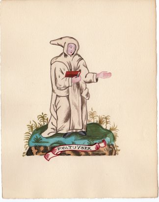 Antique Drawing-RELIGIOUS ORDER- CARTHUSIAN MONK-SAINT BRUNO-Anonymous-c.1920
