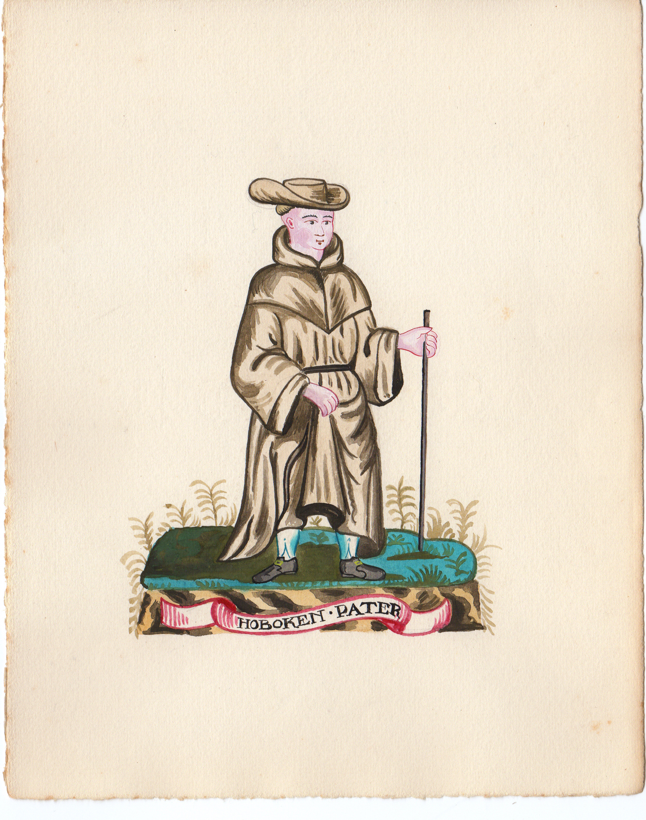 , Antique Drawing-RELIGIOUS ORDER-HOBOKEN-MONK-Anonymous-c.1920, Pictura Antique Prints