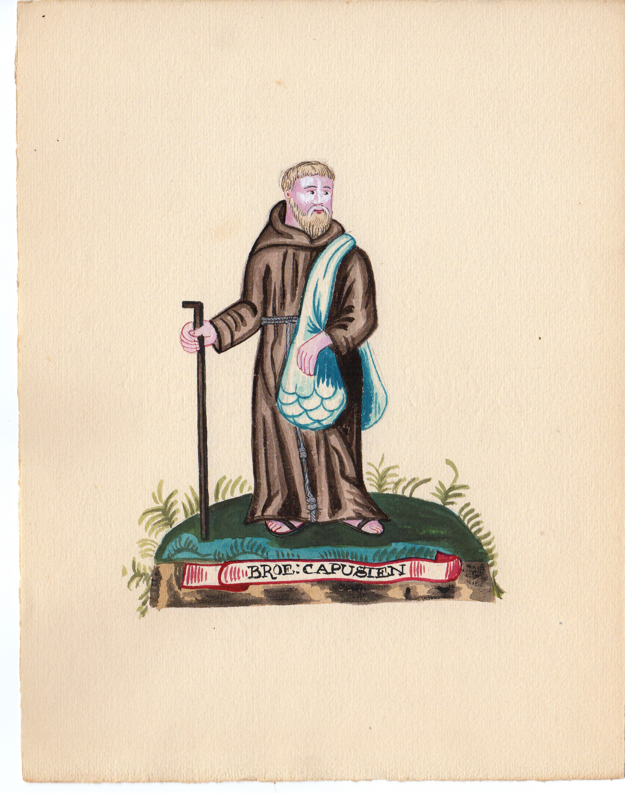 , Antique Drawing-RELIGIOUS ORDER-CARTHUSIAN-MONK-Anonymous-c.1920, Pictura Antique Prints