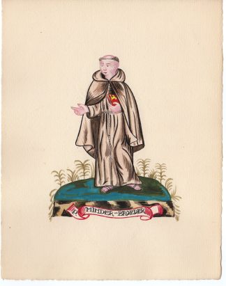 Antique Drawing-RELIGIOUS ORDER-MINNEBROEDERS-FRANCISCANEN-MONK-Anonymous-c.1920