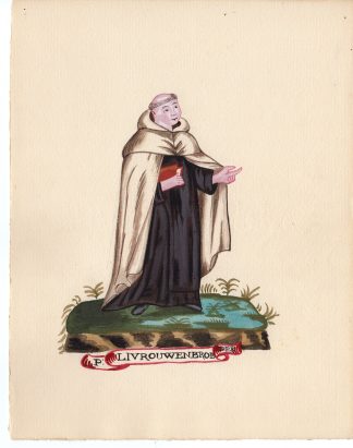 Antique Drawing-RELIGIOUS ORDER-LIEVE VROUWENBROEDERS-MONK-Anonymous-c.1920