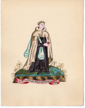 Antique Drawing-RELIGIOUS ORDER-LIEVE VROUWENBROEDERS-MONK-Anonymous-c.1920