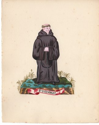 Antique Drawing-RELIGIOUS ORDER-MINIEMEN-MONK-Anonymous-c.1920