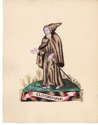 Antique Drawing-RELIGIOUS ORDER-CARMELITES-MONK-Anonymous-c.1920