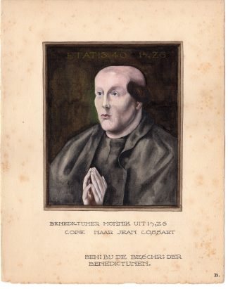 Antique Drawing-RELIGIOUS ORDER-BENEDICTINES-MONK-Anonymous-Cossart-c.1920