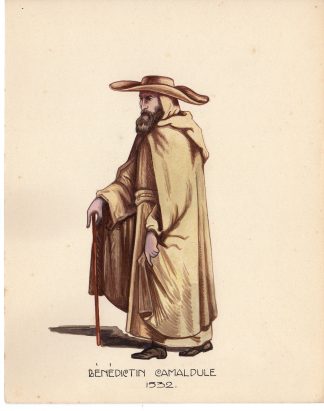 Antique Drawing-RELIGIOUS ORDER-BENEDICTINES-CAMALDOLESE-MONK-Anonymous-c.1920