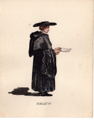 Antique Drawing-RELIGIOUS ORDER-AUGUSTINIANS-MONK-Anonymous-c.1920